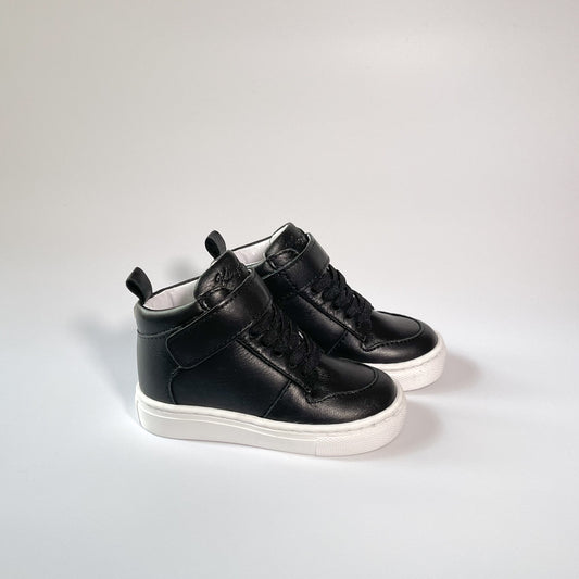 Kingsley Crew - High-Top Kinder Sneaker aus Leder - Kindergarten - Schwarz