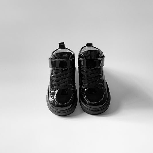 Kingsley Crew - High-Top Kinder Sneaker aus Leder - Kindergarten - Shiny Schwarz