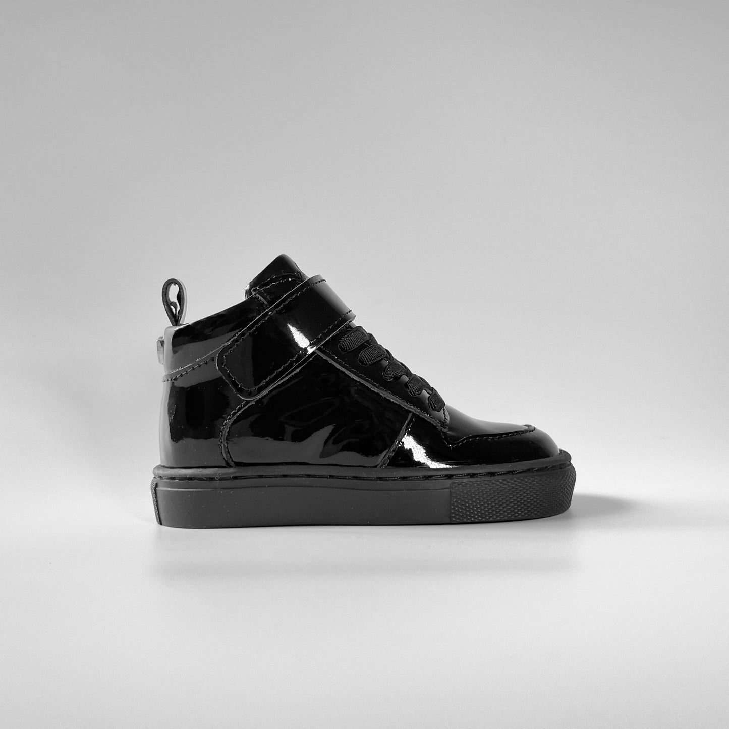 Kingsley Crew - High-Top Kinder Sneaker aus Leder - Kindergarten - Shiny Schwarz