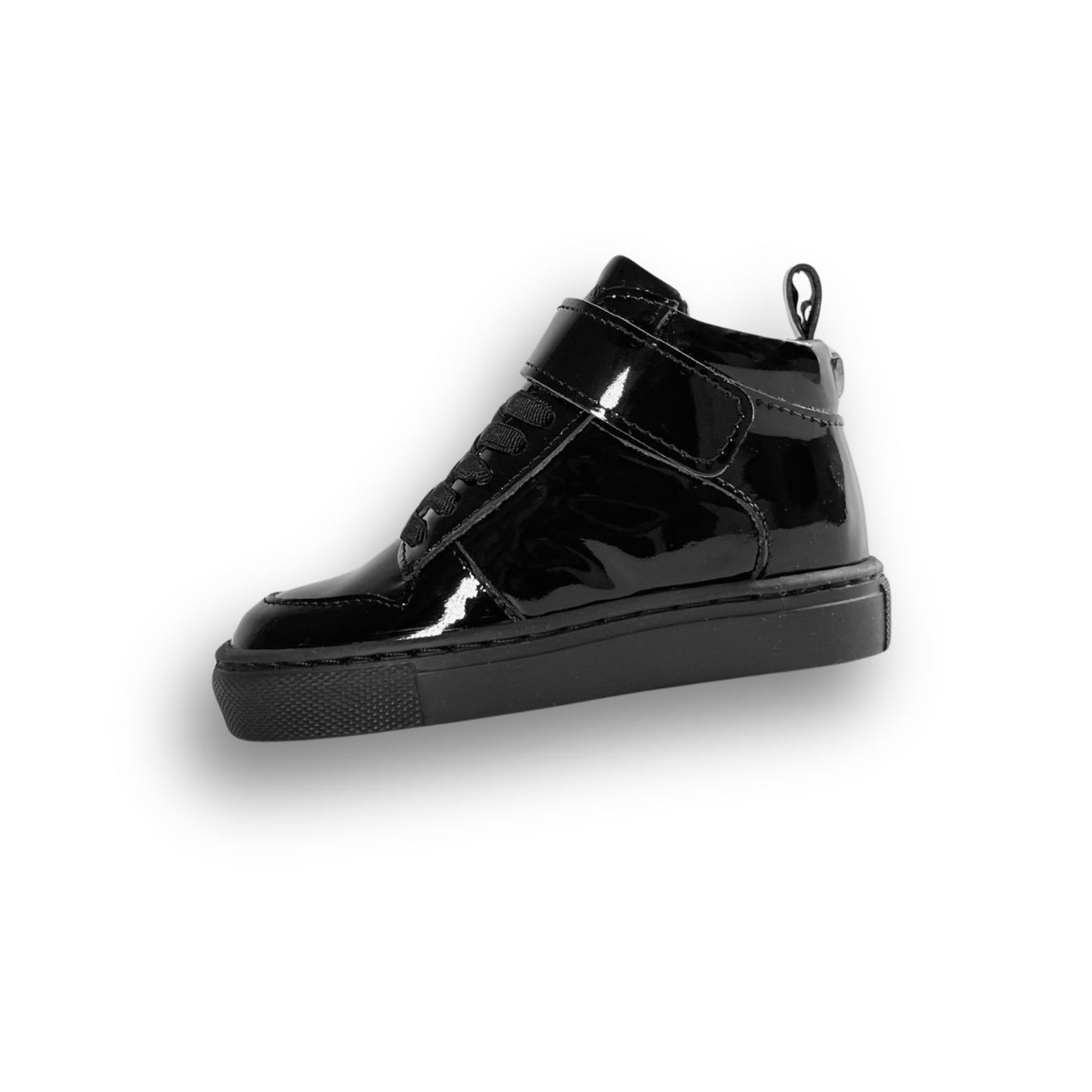 Kingsley Crew - High-Top Kinder Sneaker aus Leder - Kindergarten - Shiny Schwarz