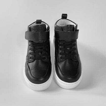 Kingsley Crew - High-Top Kinder Sneaker aus Leder - Schwarz